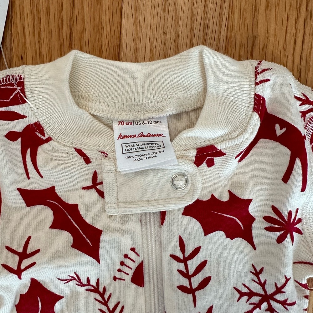 Kid’s Christmas Zip Onesie PJs - Hanna Andersson - size 6-12 months
